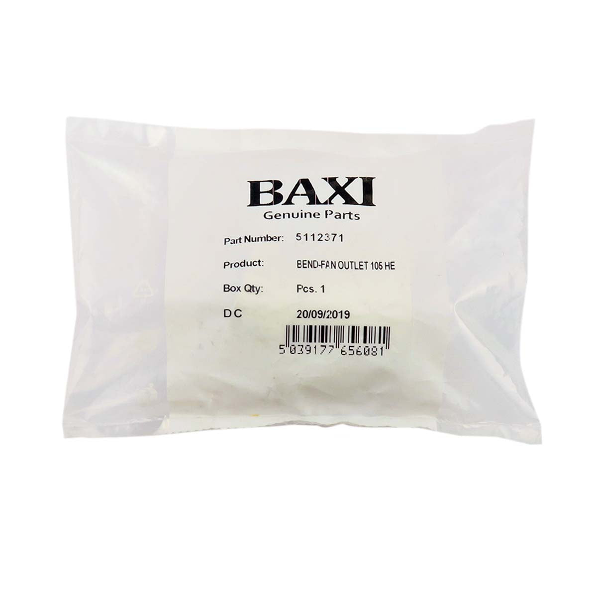 BAXI COMBI BEND FAN OUTLET 30HE 105HE 28HE 5112371