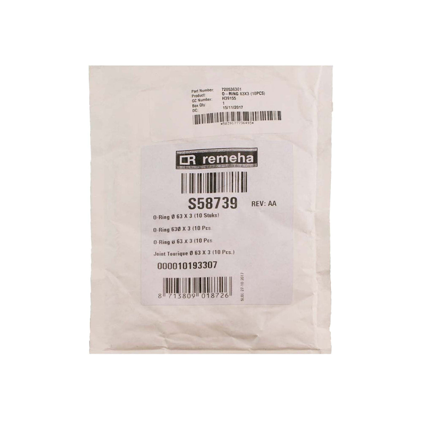 BAXI & POTTERTON O-RING 63X3 (10PCS) 720536301