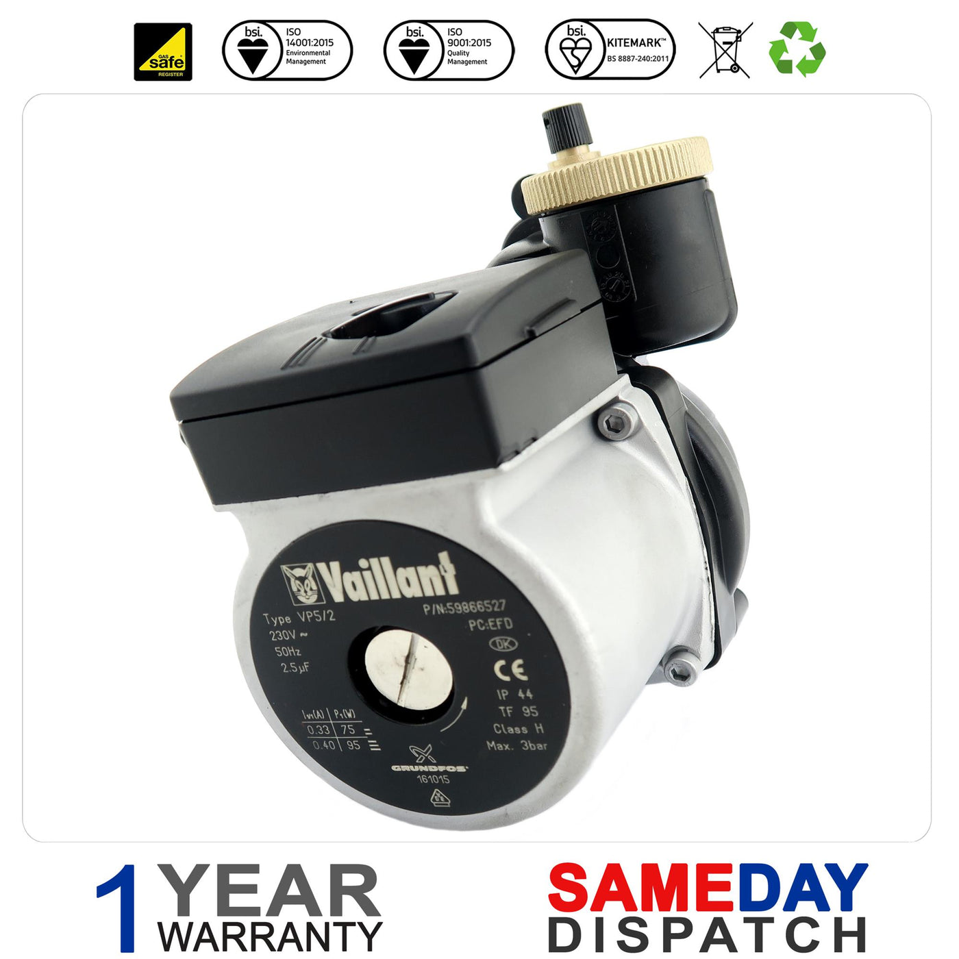 Vaillant Thermocompact Turbomax Pro/Plus Boiler Pump 160928