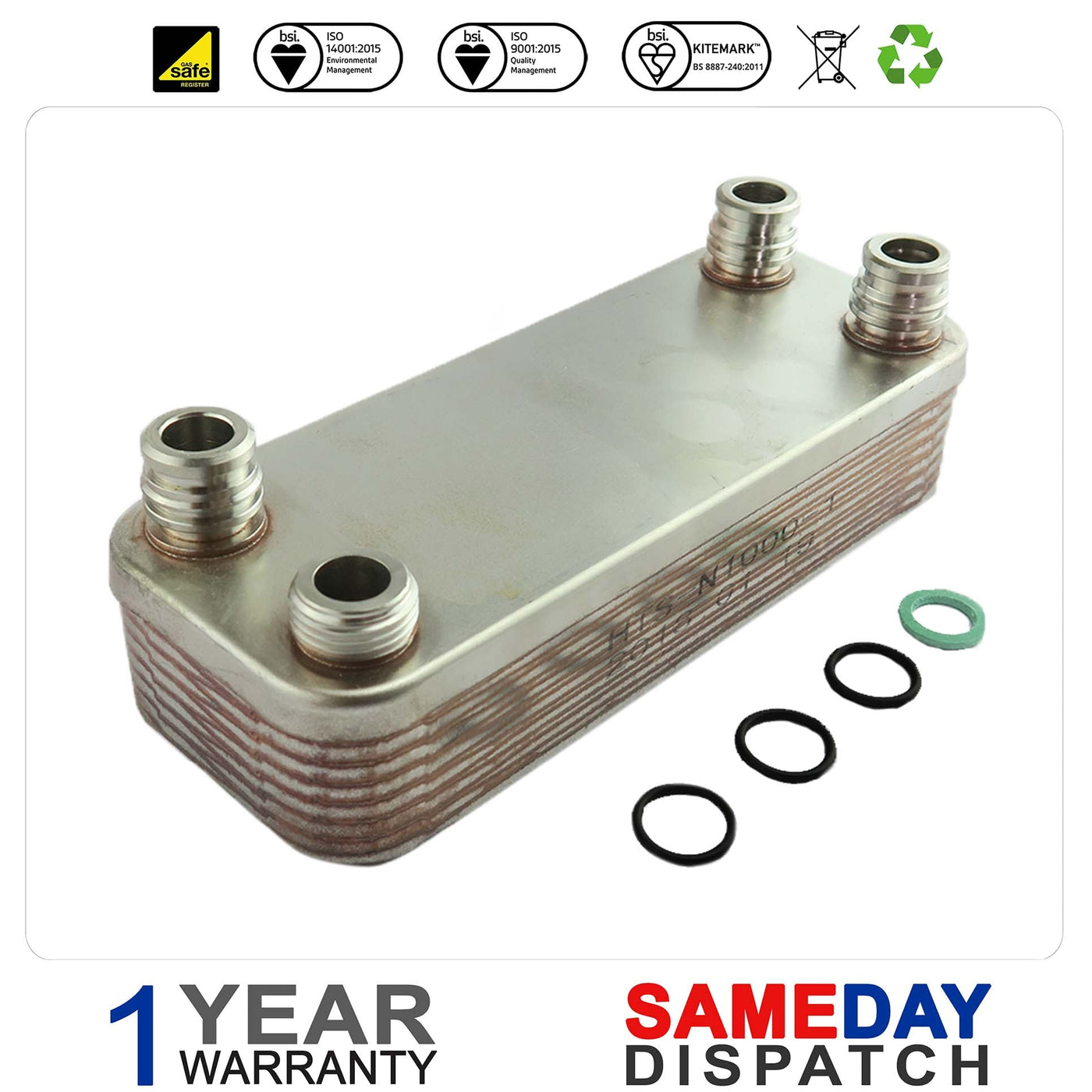 Genuine Vaillant Plate Heat Exchanger (12 Pl) 189Mm 065131 065123 065099 065107