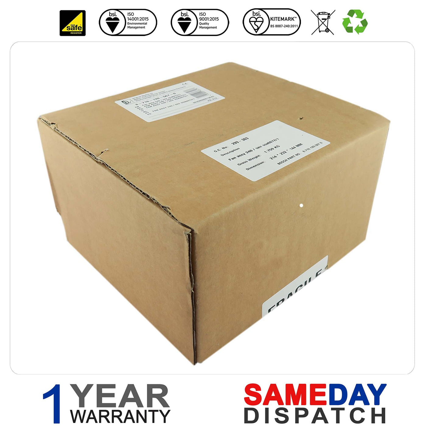 Worcester 230 RSF Boiler Fan Assembly (SSA6072/9) 87161205670