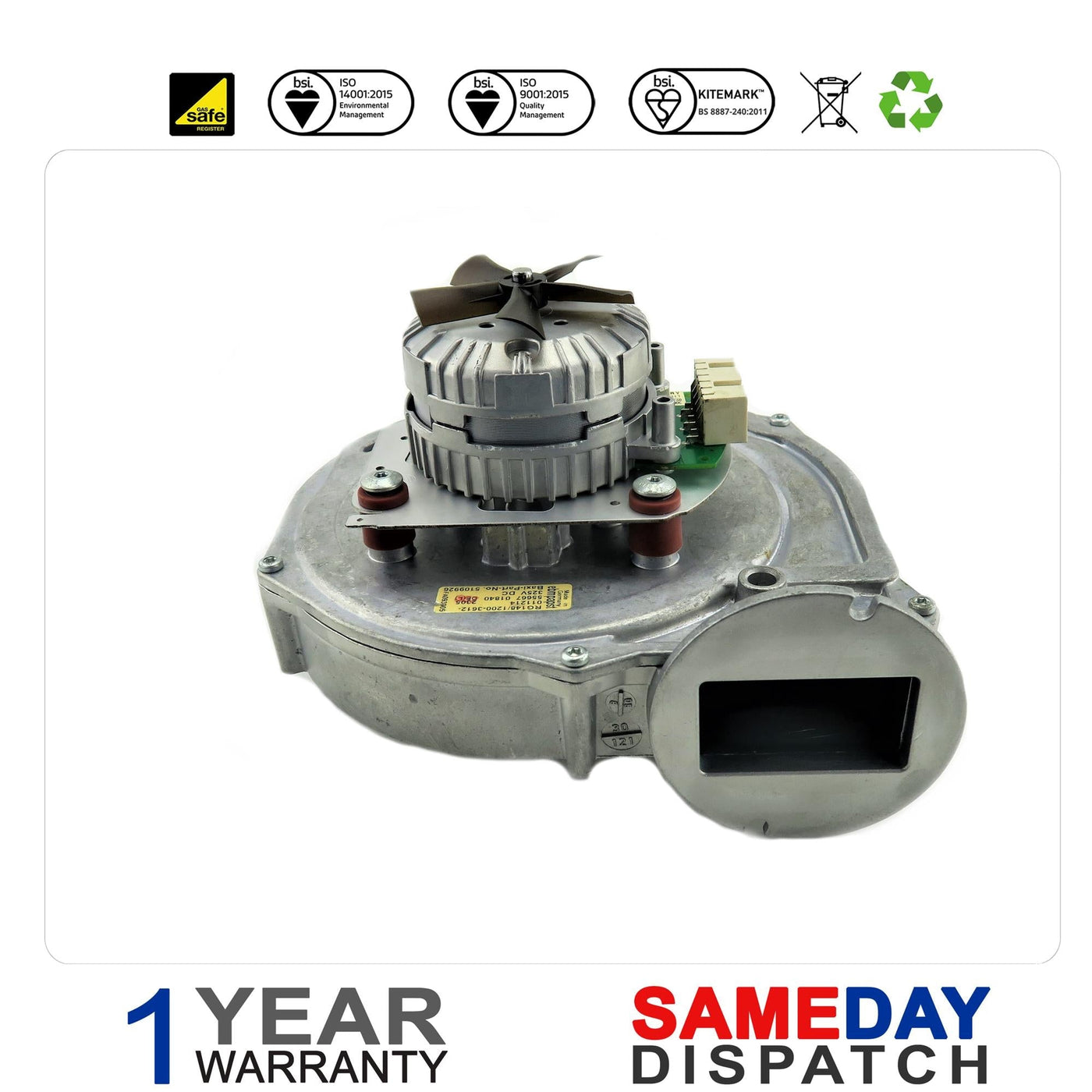 BAXI COMBI 133HE PLUS FAN ASSEMBLY 5109926