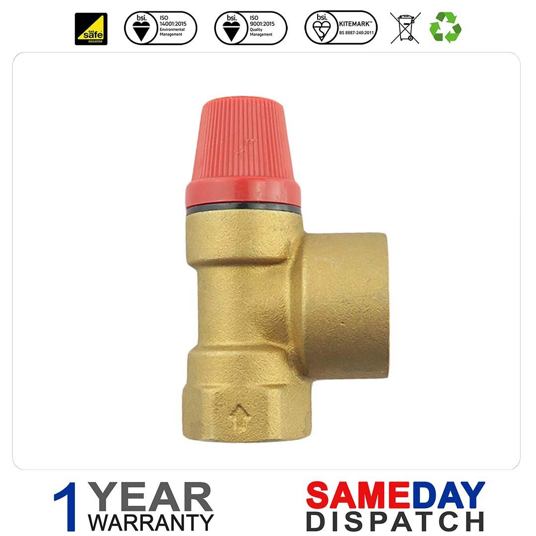 VAILLANT VU 656/4-5 BOILER PRESSURE RELIEF VALVE 3/4'' X 1'' 3BAR 509228