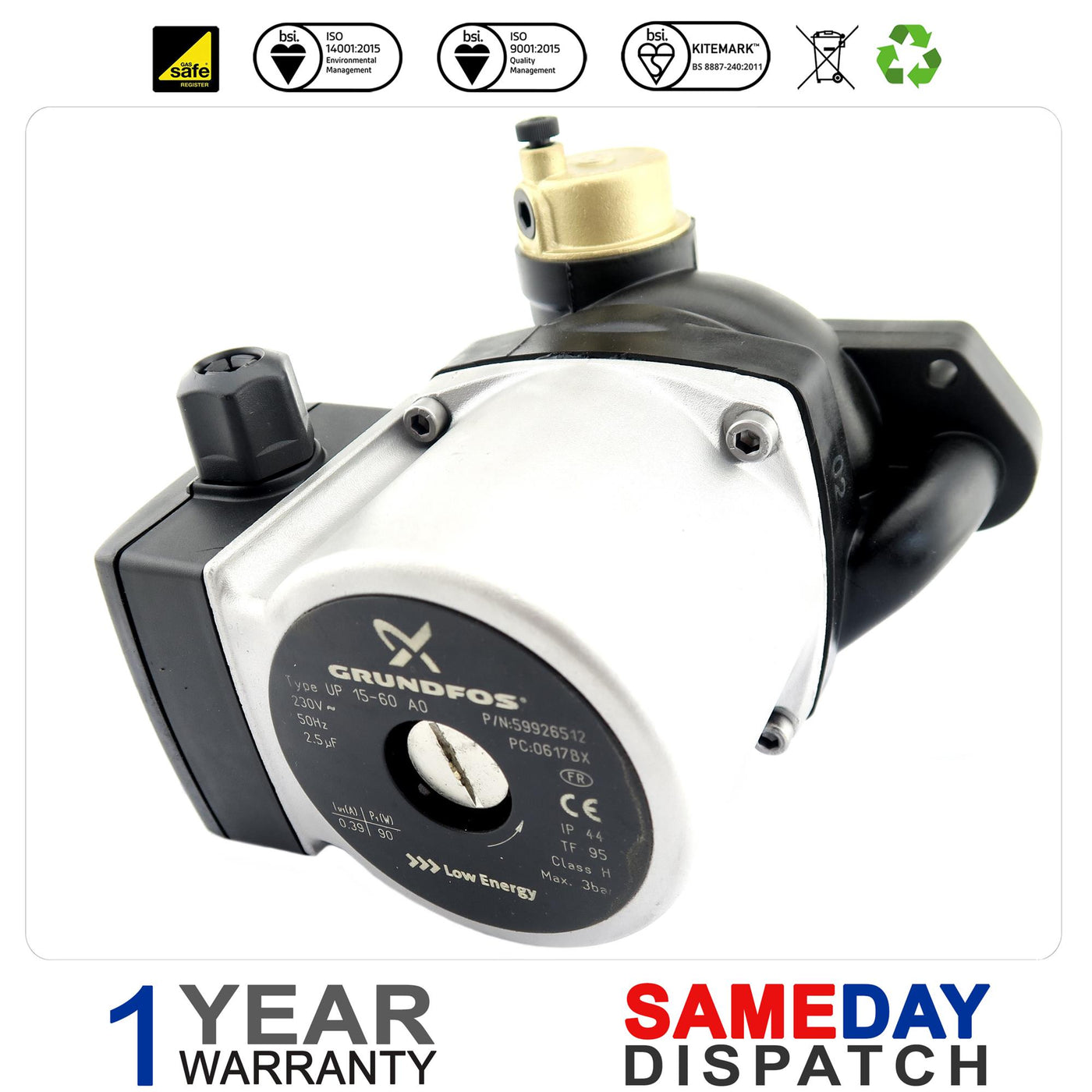 Baxi / Main / Potterton Boiler Pump (15-60) with Auto Air Vent 248042 7713520