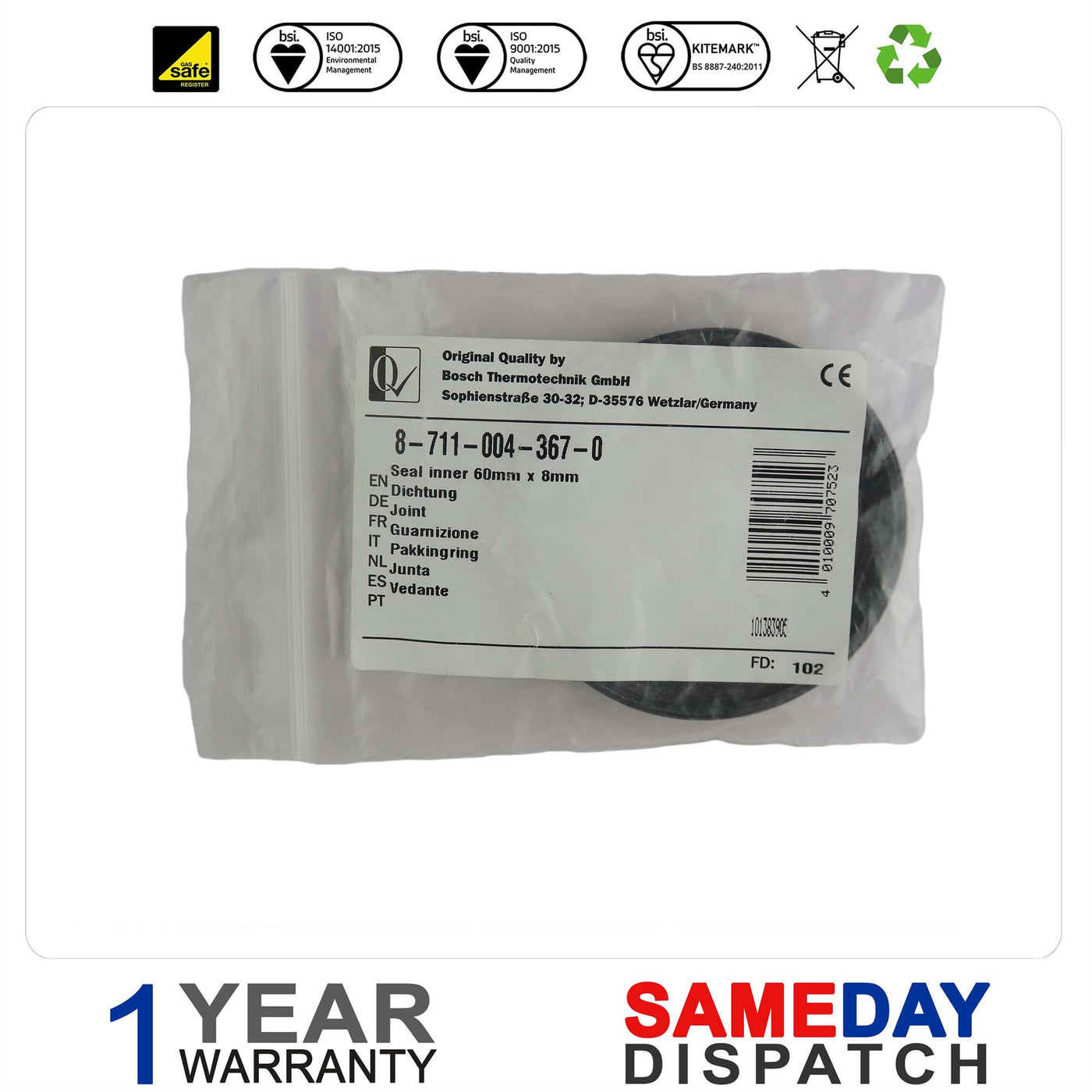 Worcester Extension Kit/Deg Bend Kit Seal Inner 87110043670