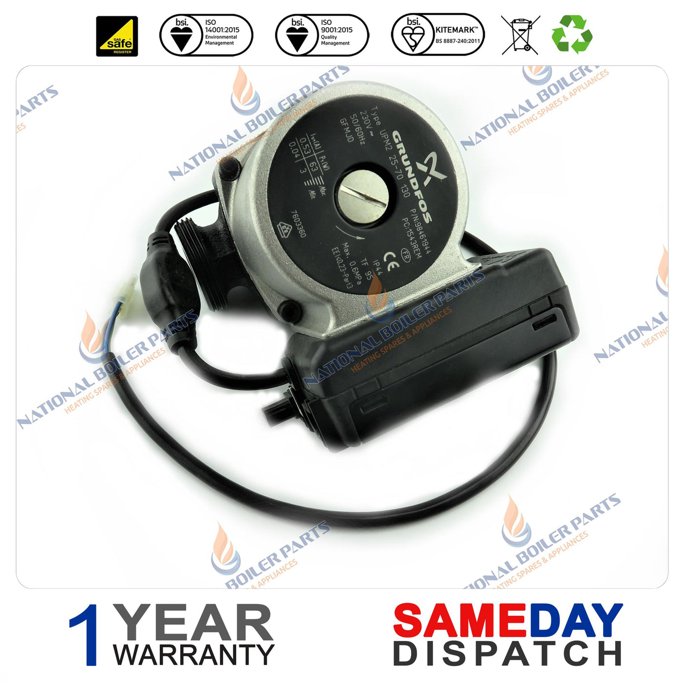 Remeha-Commercial Pump Grundfos UPM 25/70 QUINTA 7607369