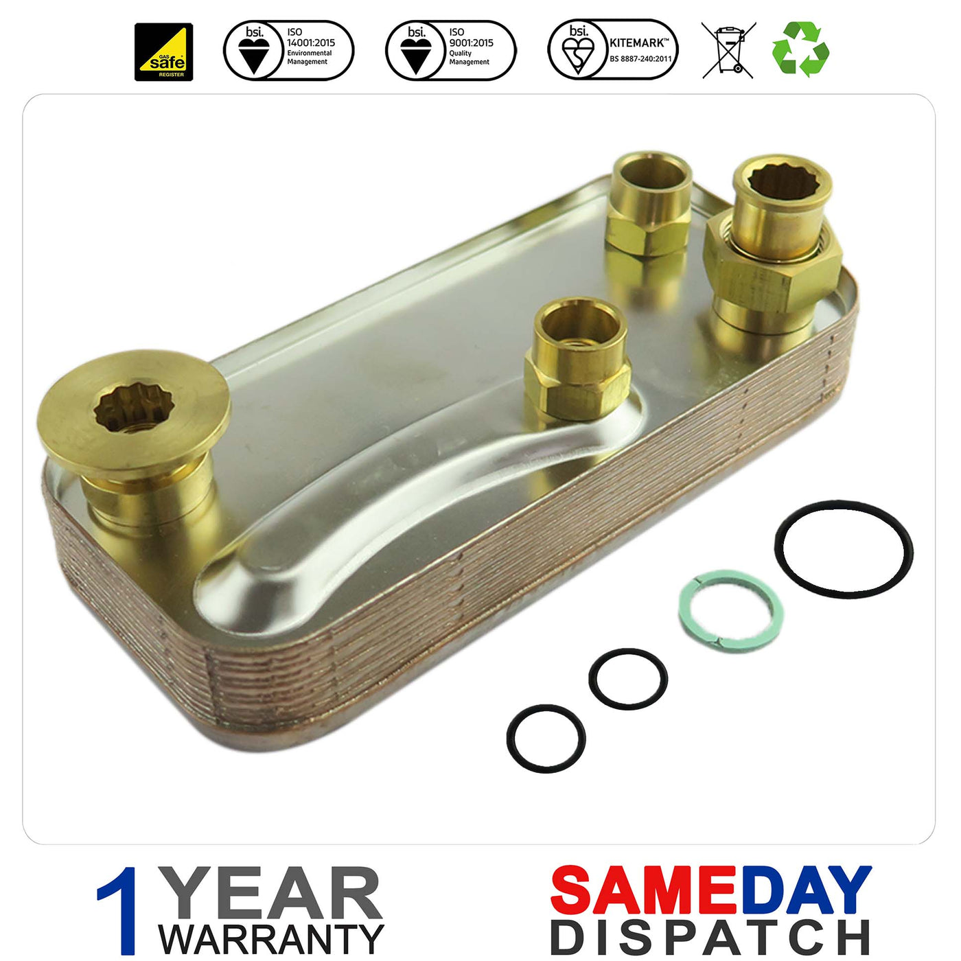 Worcester Bosch 24 CDI 26CDI Boiler Plate Heat Exchanger with O'Rings 87161429000