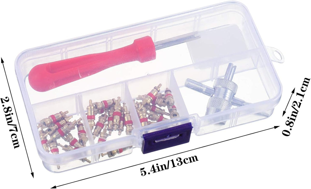 32-Piece Tyre Valve Remover & Valve Core Service Tool Set for Boiler Expansion Vessels, Cars & Vehicles – 30 Valve Cores Included
