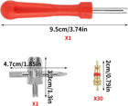 32-Piece Tyre Valve Remover & Valve Core Service Tool Set for Boiler Expansion Vessels, Cars & Vehicles – 30 Valve Cores Included