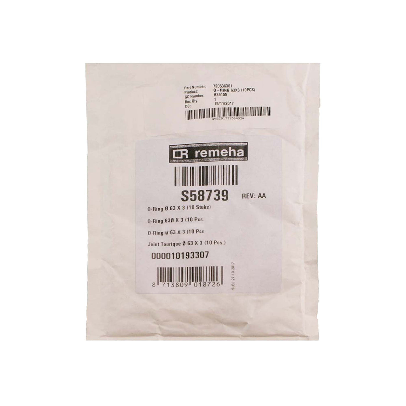 Baxi Potterton O'Ring 63X3 10 Pcs 720536301