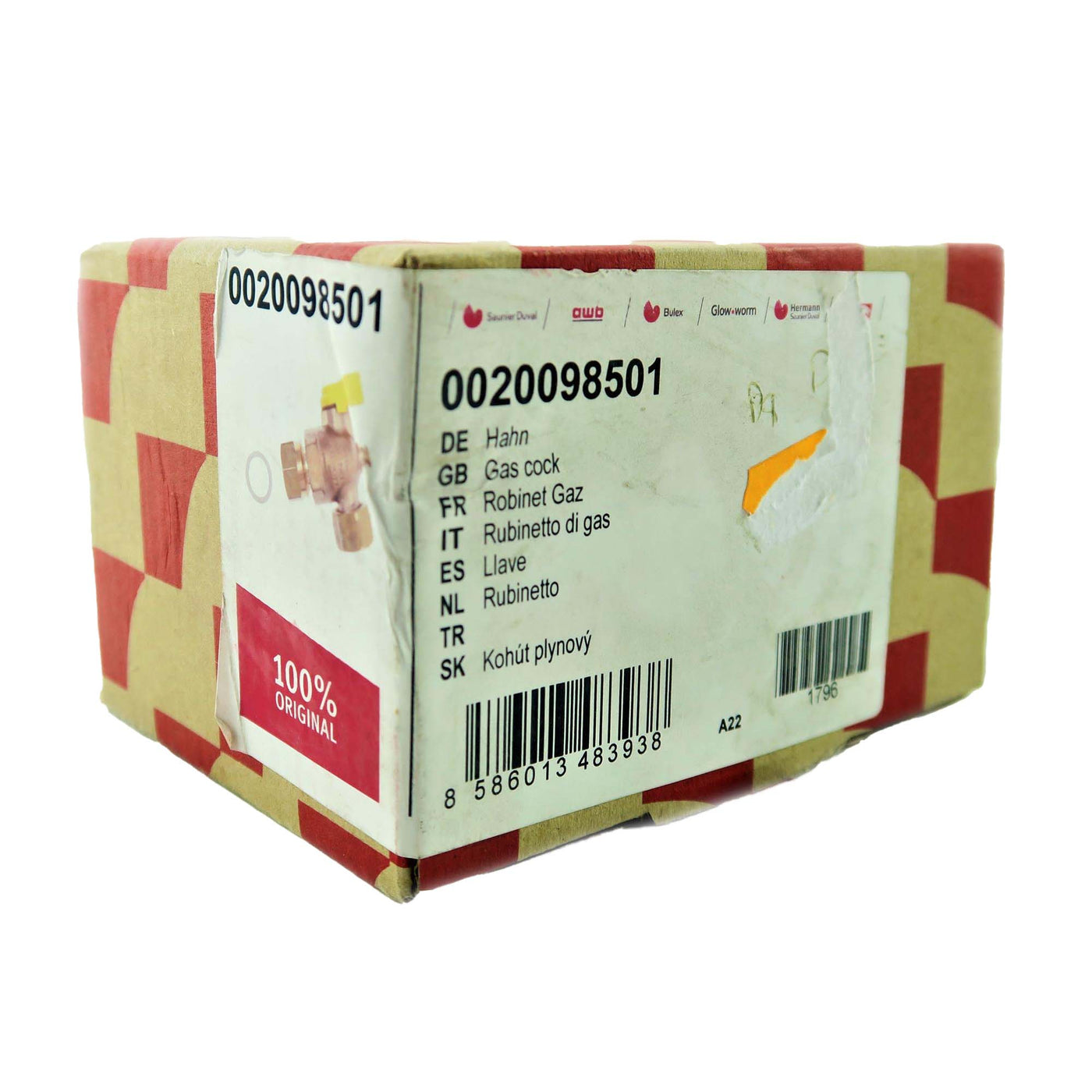 Glowworm Gas Cock 0020098501
