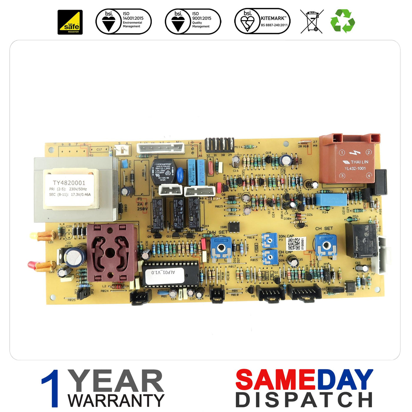 Alpha Boiler PCB 1.018913 1.017118 1.015405 Type 3