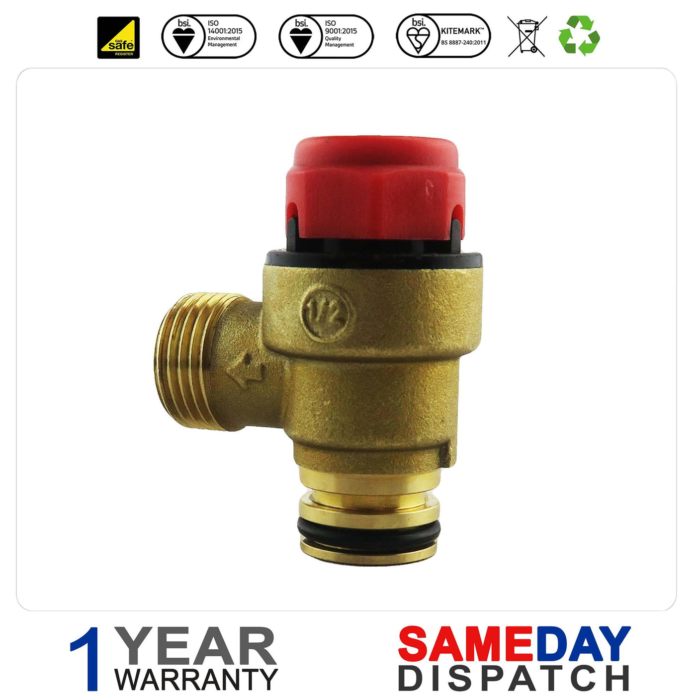 Glowworm Pressure Relief Valve (Brass) 0020047005 was 2000801904 0020014173 05722800