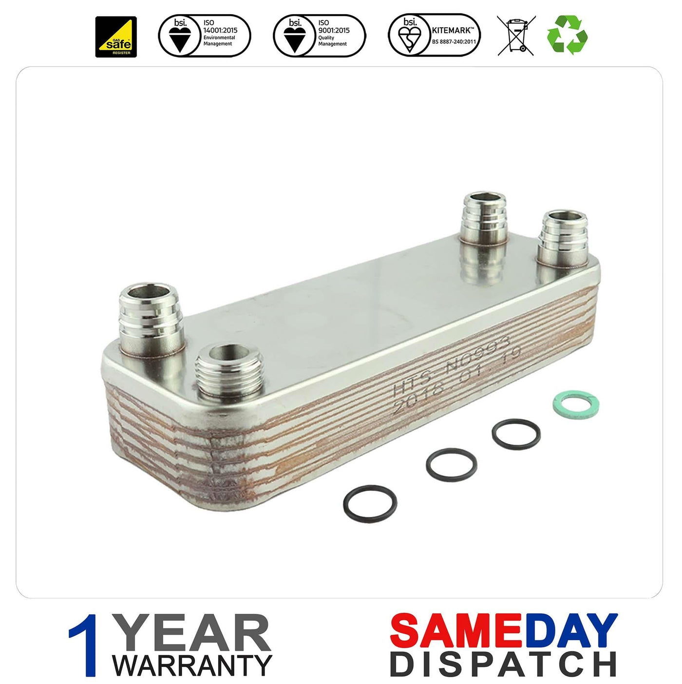 VAILLANT TURBOMAX PRO 24 E & VUW 242-3 DHW HEAT EXCHANGER (207mm long) 065071