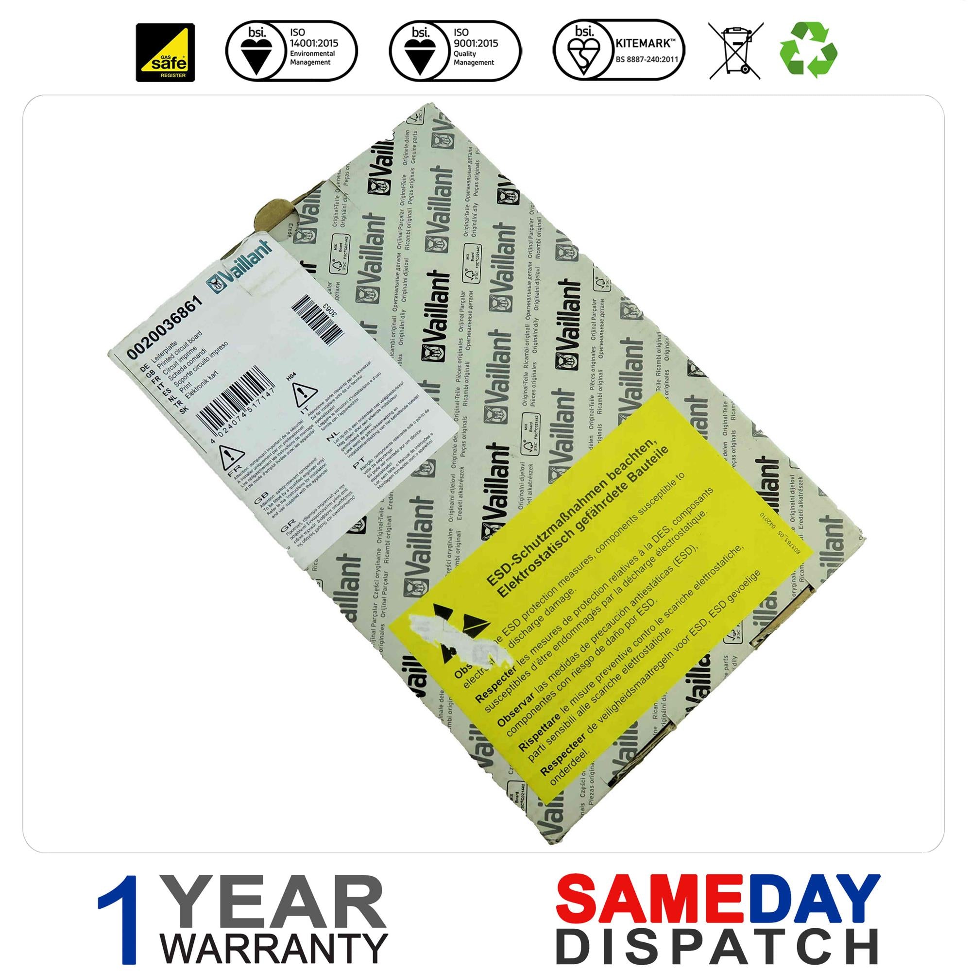 Vaillant Eco Tec Plus 438 428 418 415 PCB Part No 0020036861