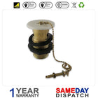 Basin Waste Plug Chain 1 1/4 BSP Gold Efect Slotted