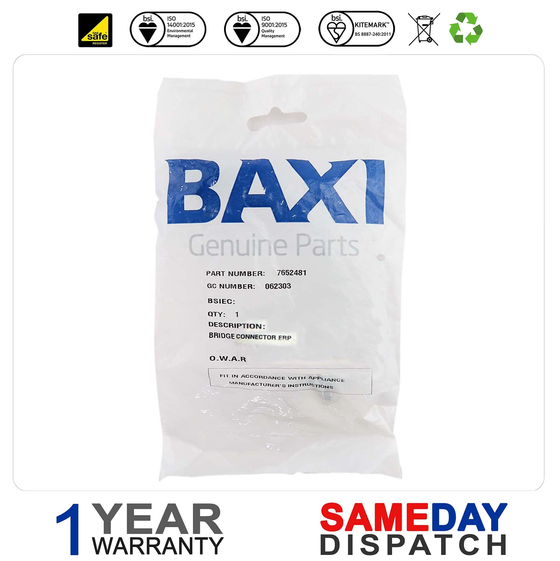 Baxi Gold Promax Titanium Bridge Connector 7652481