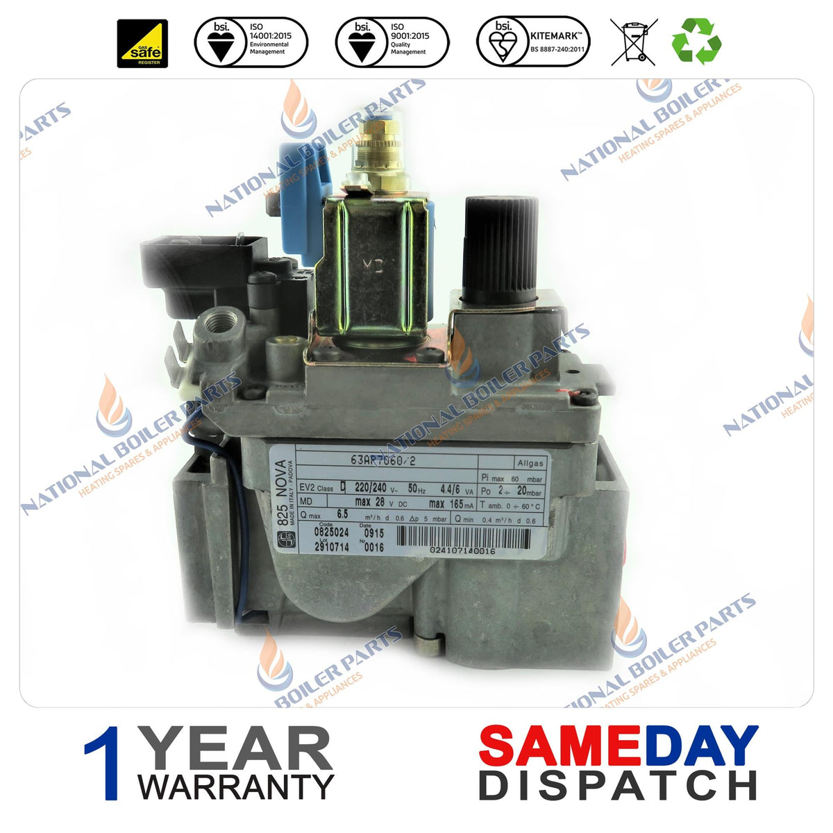 POTTERTON PUMA 100 & 80 GAS VALVE (PERMANENT PILOT) 5101594