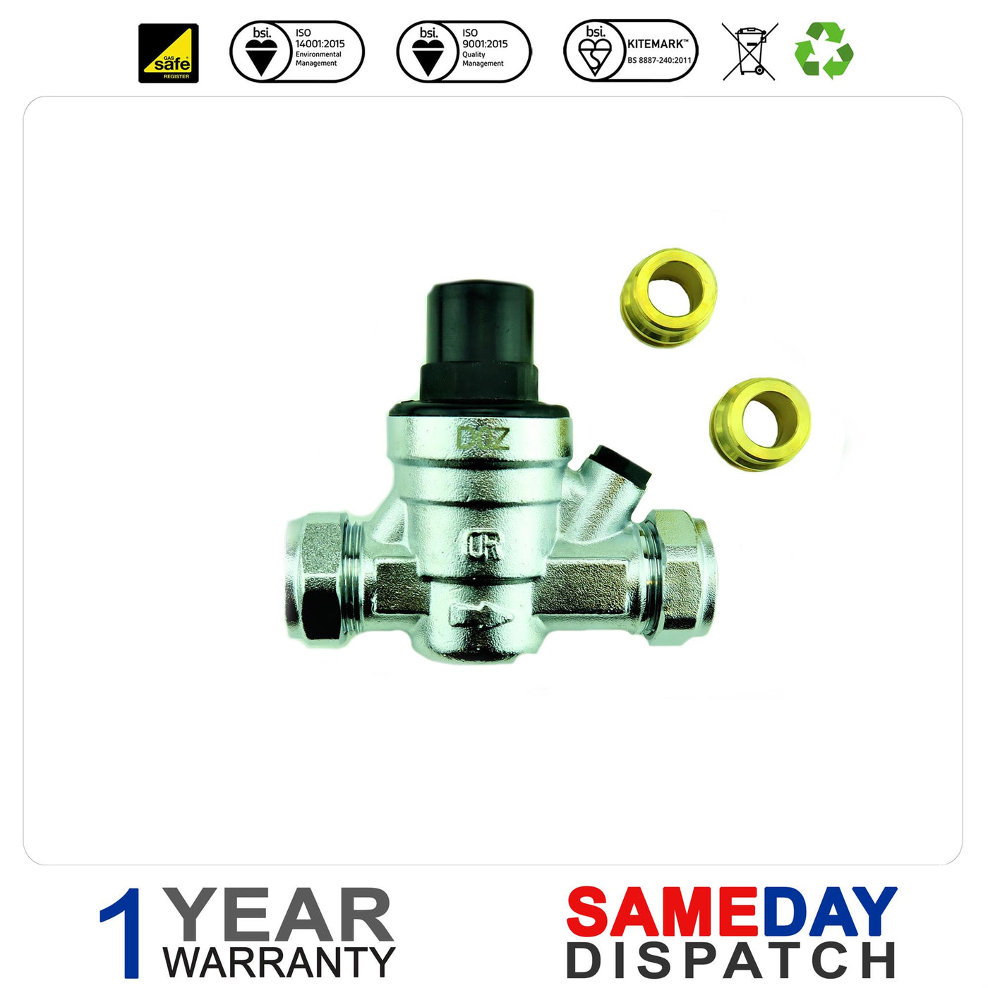 Pressure Reducing Valve with Gauge - 15/22mm