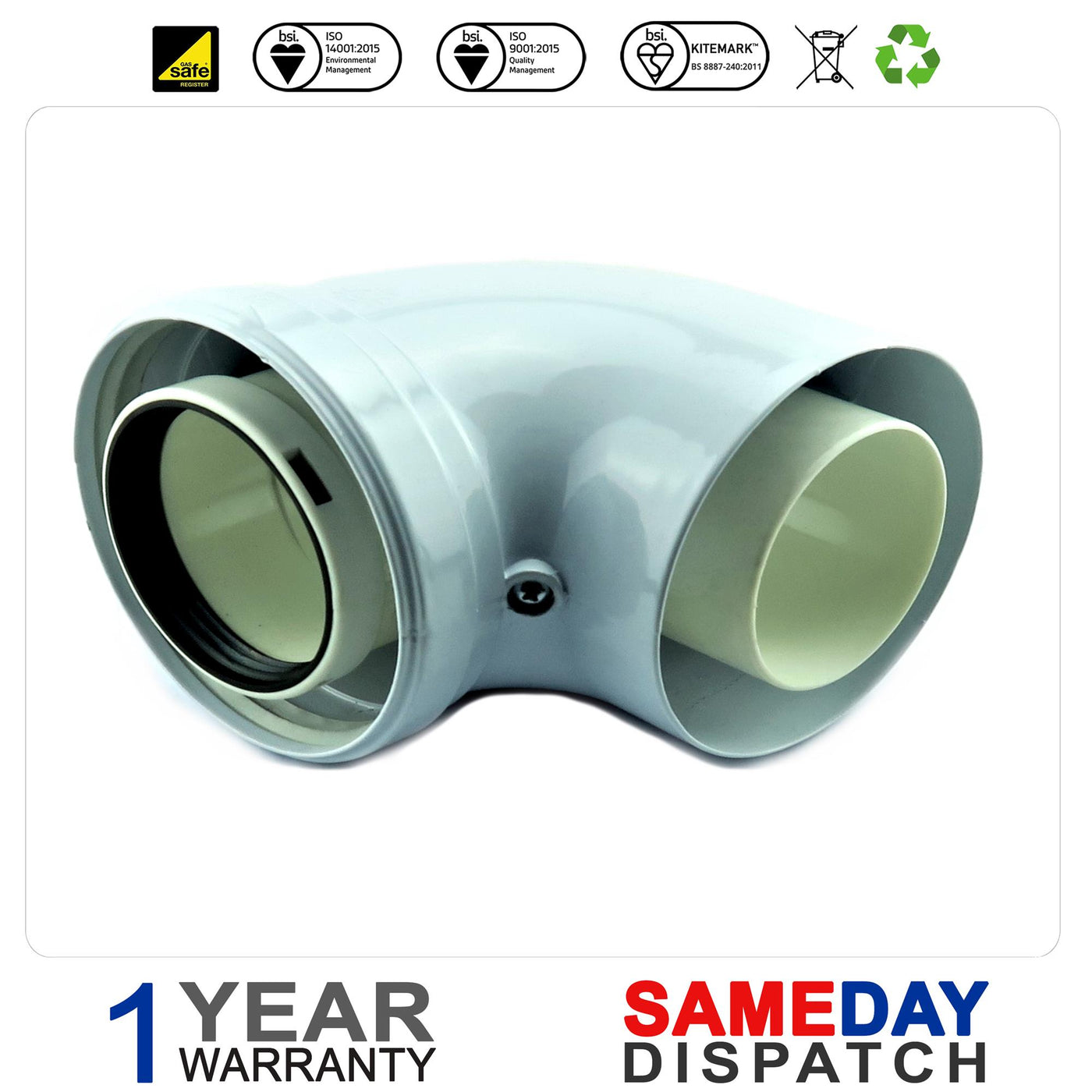 BIASI 90DEG ELBOW 80/125MM FOR VERTICAL FLUES 10999.0408.1
