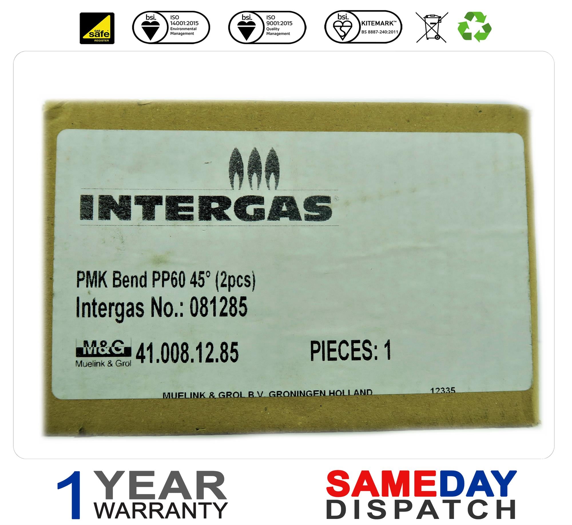 Intergas Pmk 45 Degrees Bend (2pcs) PP60
