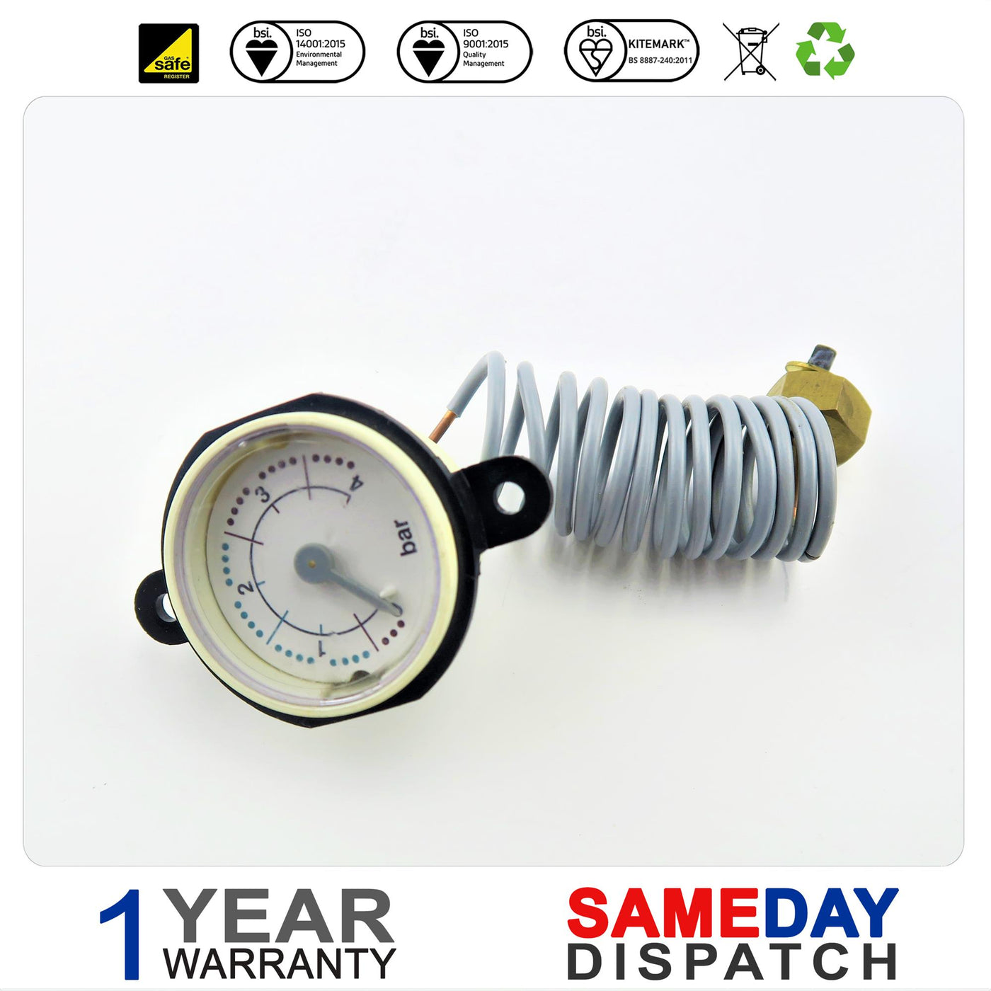 Baxi / Main / Potterton Boiler Pressure Gauge 5118385 Type 2