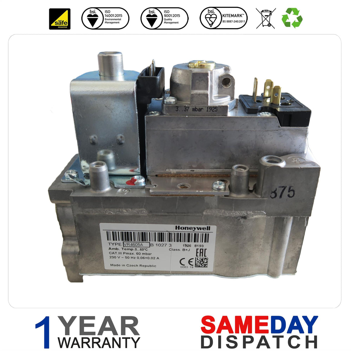 Powermatic Honeywell Gas Valve 145035204 Vr4605Ab