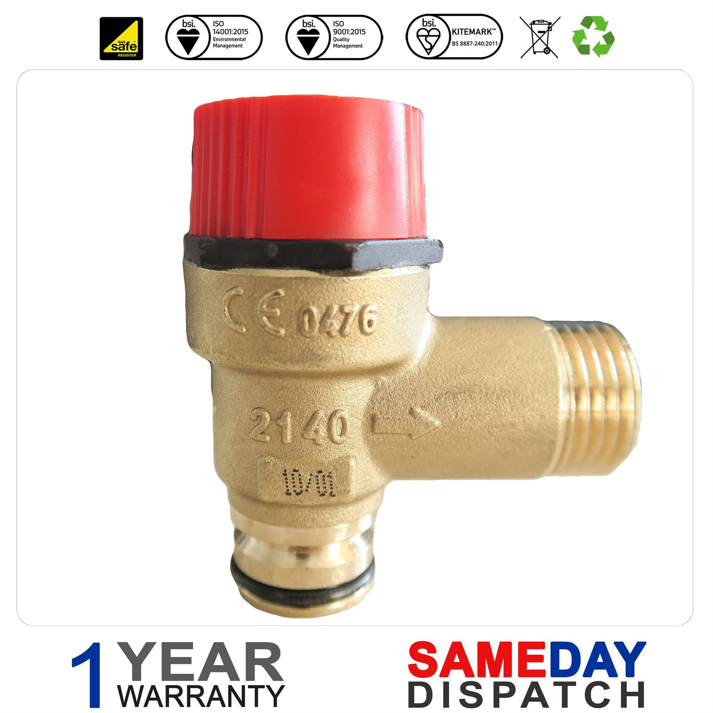 Baxi Platinum Combi ERP Boiler Safety Valve 3 Bar 7223193
