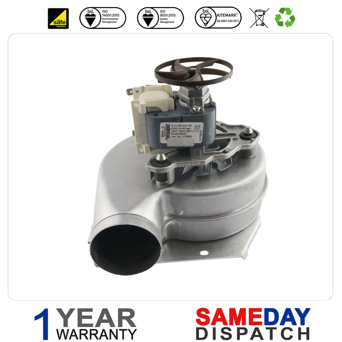 POTTERTON SUPRIMA 30 40 50 60 70 BOILER FAN ASSEMBLY 5105946