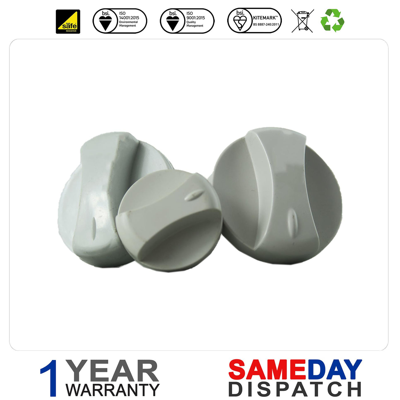 Vaillant Set of 3 Control Knobs (GREY) 0020074963 WAS 117319