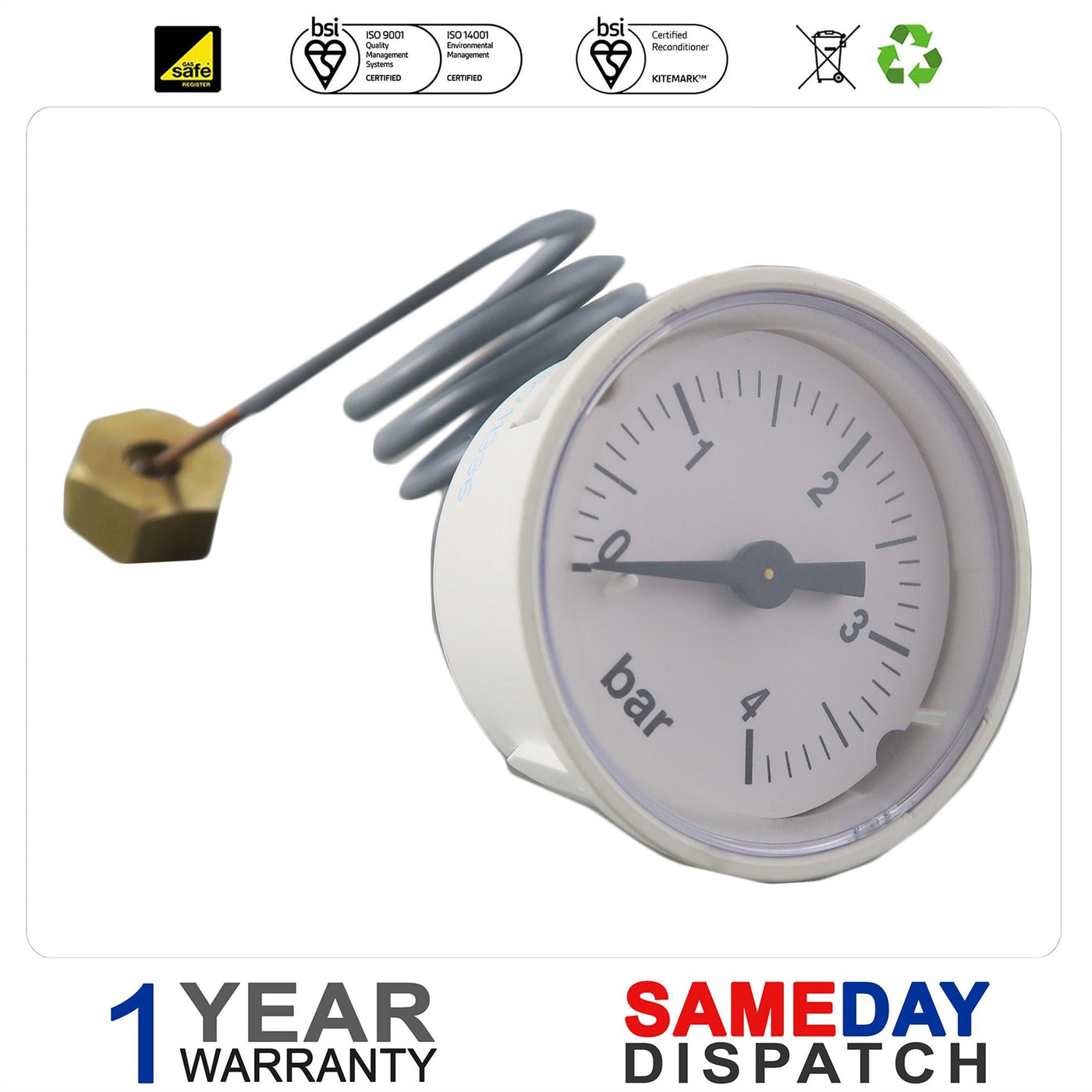 Potterton Performa 12 & 18 & 24 & 28 HE System Boiler Pressure Gauge 248090