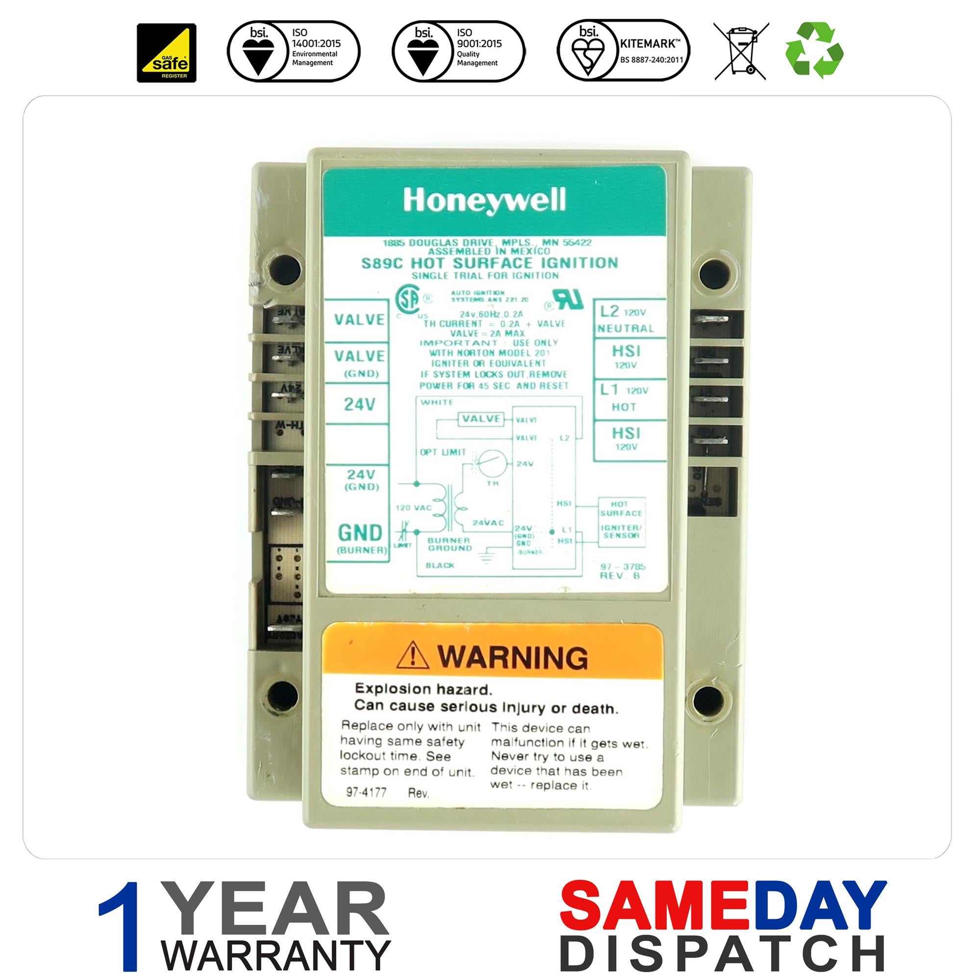 Honeywell Hot Surface Ignition Module Pizza Oven S89C