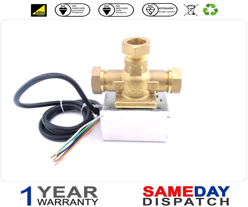 Banico Central Heating 3 port 22mm Mid-Position Valve Replacement for ...