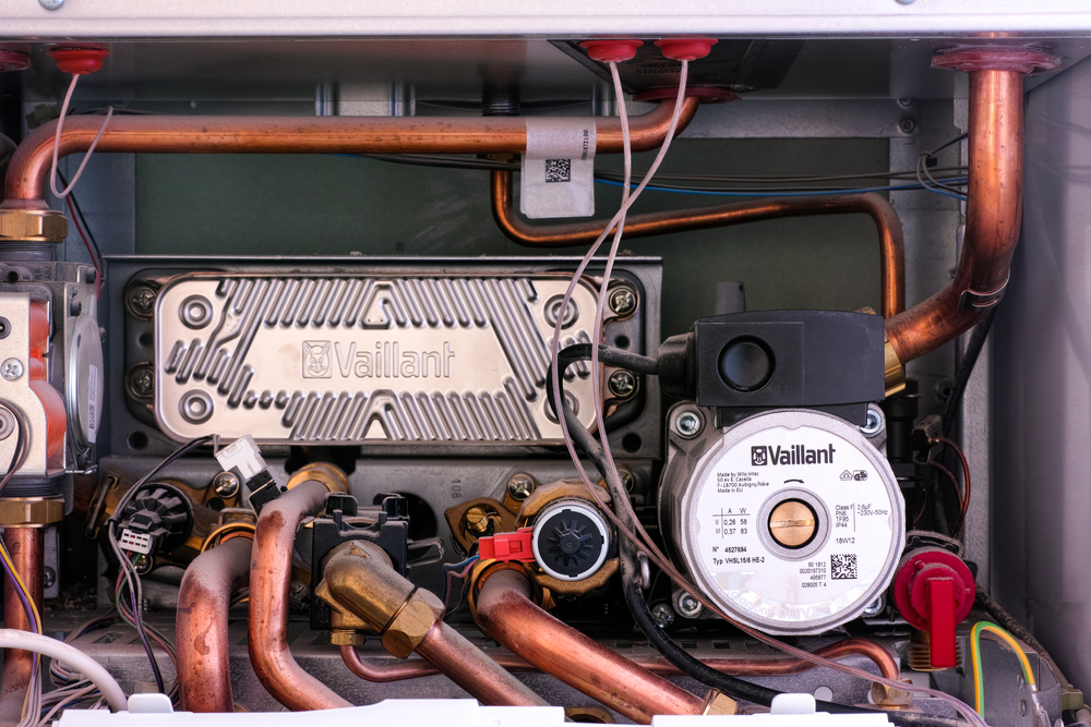 inside mechanics and parts of a Vaillant boiler