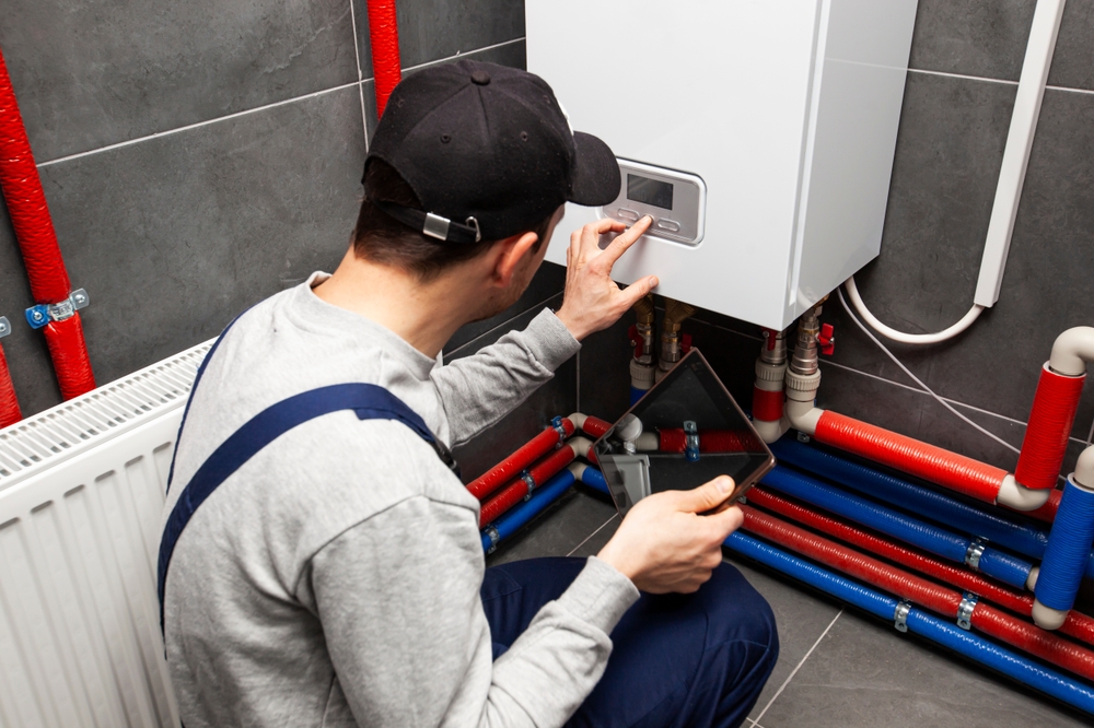 engineer fixing a boiler